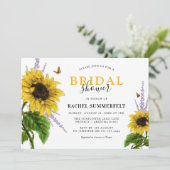 水彩黄色ひまわりブライダルシャワー 招待状 (スタンド正面)