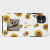 水彩黄色ひまわりモノグラムママ Case-Mate iPhoneケース (裏面(横))