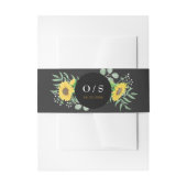 水彩黄色ひまわりモノグラム結婚ズ 招待状ベリーバンド (正面例)