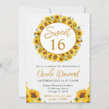 水彩黄色ひまわりリース スイート16