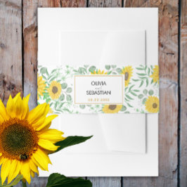 水彩黄色ひまわり結婚の花 招待状ベリーバンド