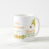 水彩黄色ひまわり花先生鑑賞 コーヒーマグカップ (正面右)