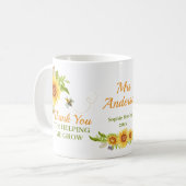 水彩黄色ひまわり花先生鑑賞 コーヒーマグカップ (正面左)