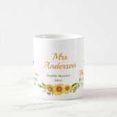 水彩黄色ひまわり花先生鑑賞 コーヒーマグカップ (中央)