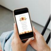 水彩黄色ひまわり赤ちゃんシャワー招待状 招待状