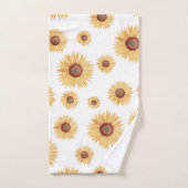 水彩黄色ひまわり バスタオルセット (ハンドタオル)