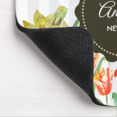 水彩黄色オレンジオウムのチューリップ マウスパッド (コーナー)