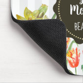 水彩黄色オレンジオウムのチューリップ マウスパッド (コーナー)