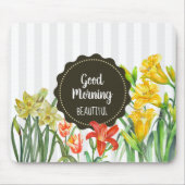 水彩黄色オレンジオウムのチューリップ マウスパッド (正面)