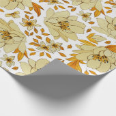 水彩黄色オレンジ色の花模様 ラッピングペーパー (角)