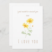 水彩黄色デイジー花グリーティングカード 招待状 (正面/裏面)