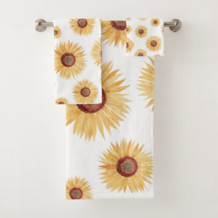 水彩黄色ヒマワリ  バスタオルセット