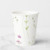 水彩黄色ピンクのワイルドフラワーベビーシャワー 紙コップ (裏面)