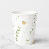 水彩黄色ピンクのワイルドフラワーベビーシャワー 紙コップ (正面)