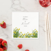 水彩黄色フローラガーデンホワイト結婚ズ スタンダードカクテルナプキン (インサイチュ)