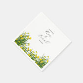 水彩黄色フローラガーデンホワイト結婚ズ スタンダードカクテルナプキン (角)