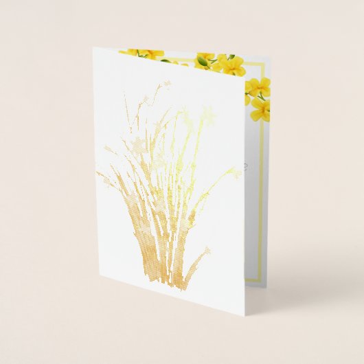 水彩黄色フローラガーデン(写真結婚付) 箔カード (正面)