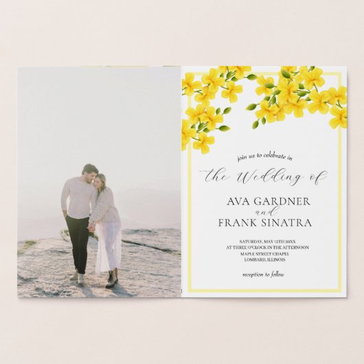 水彩黄色フローラガーデン(写真結婚付) 箔カード (内部)