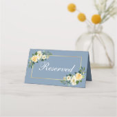 水彩黄色フローラ金ゴールド結婚の予約 プレイスカード (正面)