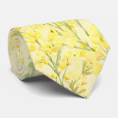 水彩黄色ミモサ ネクタイ (ロール)