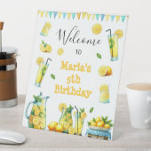水彩黄色レモネードバースデーパーティーへようこそ 台座サイン (インサイチュ)