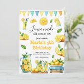 水彩黄色レモネード誕生日パーティインビタティ 招待状 (スタンド正面)