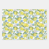 水彩黄色レモンとレモンの花 ラッピングペーパーシート (正面3)