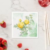 水彩黄色ローズガーデンフラワー自然アート スタンダードカクテルナプキン (インサイチュ)