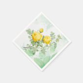 水彩黄色ローズガーデンフラワー自然アート スタンダードカクテルナプキン (角)