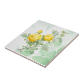 水彩黄色ローズガーデンフラワー自然アート タイル (側面)