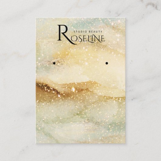 水彩黄色金ゴールドグリッタージュエリー表示 名刺 (正面)