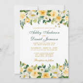 水彩黄色金ゴールド結婚緑エレガント 招待状 (正面)