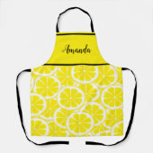 水彩黄色黒レモンパーソナライズされた模様 エプロン (正面)