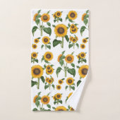 水彩黄花植物葉 バスタオルセット (ハンドタオル)