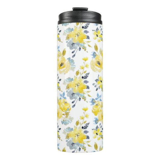 水彩黄花模様 タンブラー (正面)