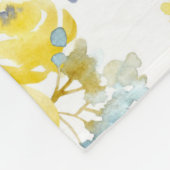 水彩黄花模様 フリースブランケット (角)