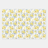 水彩黄花模様 ラッピングペーパーシート (正面)