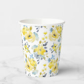 水彩黄花模様 紙コップ (左)