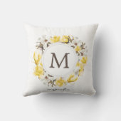 水彩黄華リースモノグラム クッション (裏面)