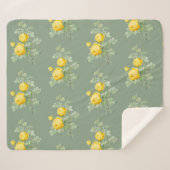 水彩黄薔薇ガーデンフラワーパターンアート シェルパブランケット (正面(横))