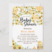 水彩黄蜂蜜ひまわりミツバチ赤ちゃんシャワー 招待状 (正面)