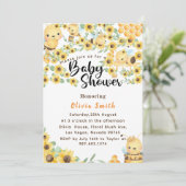 水彩黄蜂蜜ひまわりミツバチ赤ちゃんシャワー 招待状 (スタンド正面)