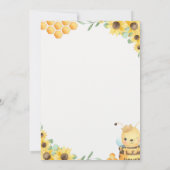 水彩黄蜂蜜ひまわりミツバチ赤ちゃんシャワー 招待状 (裏面)