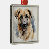 水彩黄褐色アナトリア羊飼い犬 メタルオーナメント (右)