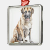 水彩黄褐色アナトリア羊飼い犬 メタルオーナメント (左)