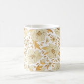 水彩黄褐色フローラルパターン コーヒーマグカップ (中央)