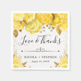 水彩黄釉バラ結婚ズ スタンダードカクテルナプキン