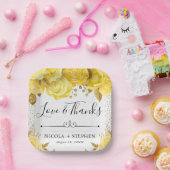 水彩黄釉バラ結婚ズ ペーパープレート (パーティー)