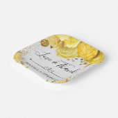 水彩黄釉バラ結婚ズ ペーパープレート (傾斜あり)