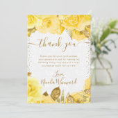 水彩黄釉バラ花誕生日 サンキューカード (スタンド正面)
